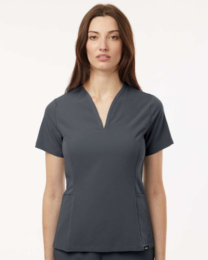 Jaanuu Women's Calix Fit & Flare Scrub V-Neck Top W10003 #colormdl_Carbon Grey