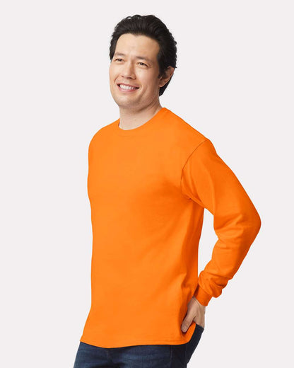 Gildan Unisex Ultra Cotton® Long Sleeve T-Shirt 2400 #colormdl_Safety Orange