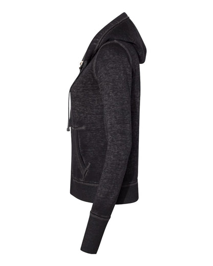 J. America Women's Zen Fleece Full-Zip Hooded Sweatshirt 8913 #color_Twisted Black