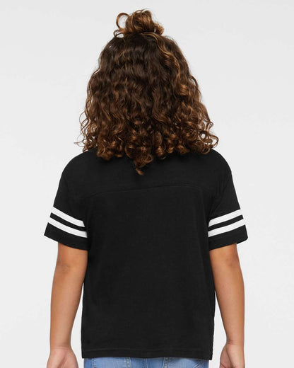Rabbit Skins Toddler Football Fine Jersey Tee 3037 #colormdl_Black Solid/ White