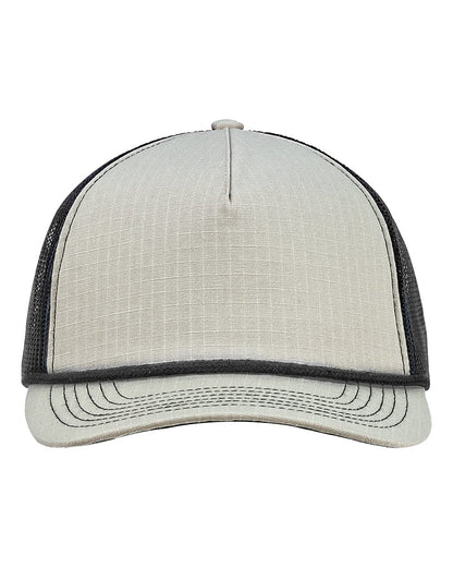 Big Accessories Lariat Ripstop Trucker Cap BA680 #color_Khaki/ Black Rope