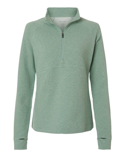 North End Women's Spirit Textured Quarter-Zip Pullover NE725W #color_Sage Green Heather