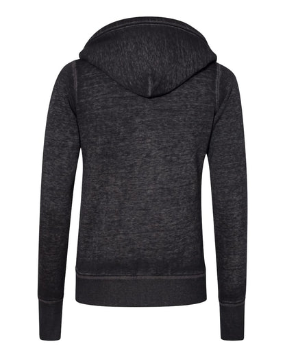 J. America Women's Zen Fleece Full-Zip Hooded Sweatshirt 8913 #color_Twisted Black