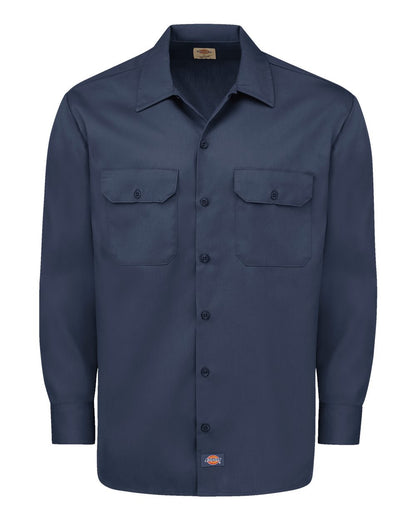 Dickies Men's Tall Long Sleeve Work Shirt 5574T #color_Dark Navy