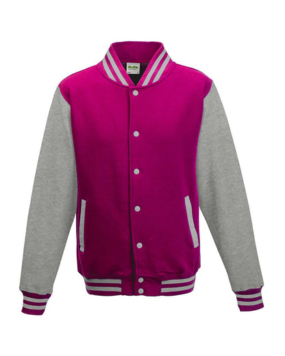 AWDis Youth Heavyweight Letterman Jacket JHY043 #color_Hot Pink/ Heather Grey