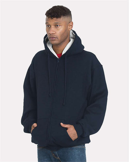 Bayside USA-Made Super Heavy Thermal Lined Full-Zip Hooded Sweatshirt 940 #colormdl_Navy/ Cream