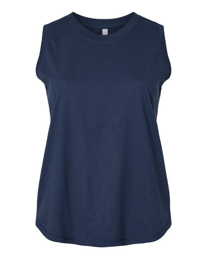 LAT Women's Curvy Relaxed Fine Jersey Tank 3892 #color_Denim