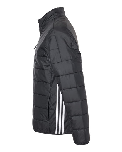 Adidas Men's 3 Stripe Puffer Full-Zip Jacket A570 #color_Black