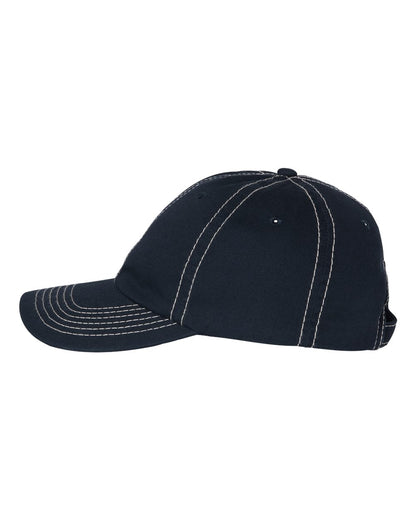 Valucap Bio-Washed Classic Dad Hat VC300A #color_Navy/ Stone Stitch