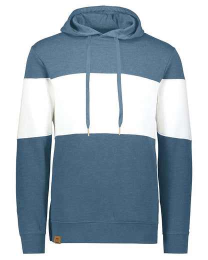 Holloway Men's All-American Fleece Colorblocked Hooded Sweatshirt 229563 #color_Storm Heather/ White