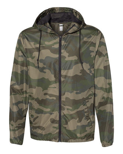Independent Trading Co. Men's Lightweight Windbreaker Full-Zip Jacket EXP54LWZ #color_Forest Camo