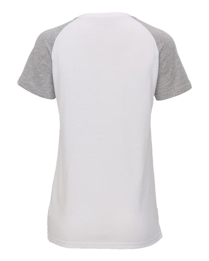 Boxercraft Women's Colorblocked V-Neck T-Shirt BW2204 #color_White