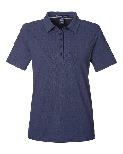 Devon & Jones Women's Crownlux Performance® Geo Polo DG101W #color_Navy/ French Blue
