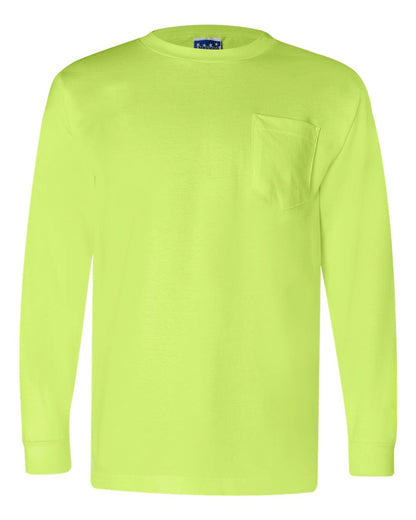 Bayside Union-Made Long Sleeve Pocket T-Shirt 3055 #color_Lime Green