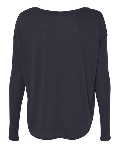 BELLA + CANVAS Women’s Flowy 2x1 Ribbed Long Sleeve Tee 8852 #color_Midnight