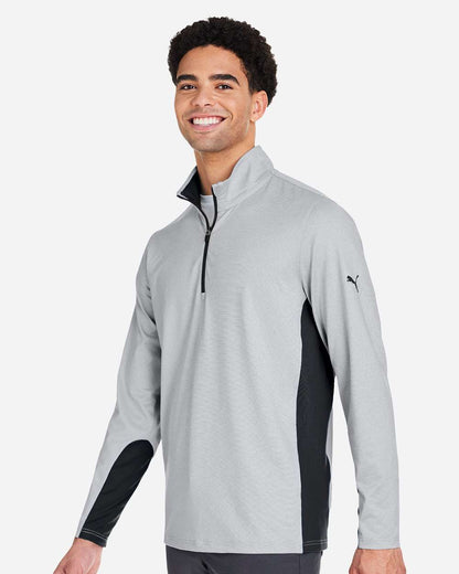 Puma Golf Men's Mesa Stripe Quarter-Zip Pullover PG410 #colormdl_Puma Black/ Bright White