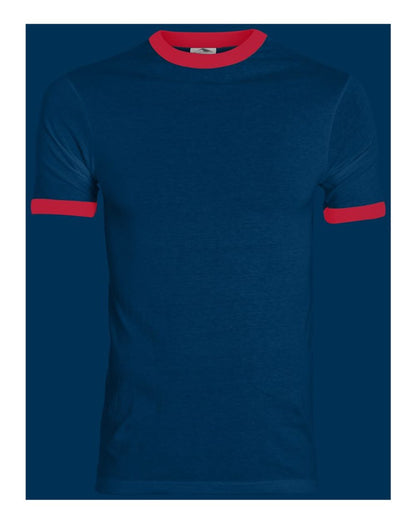 Augusta Sportswear 50/50 Ringer T-Shirt 710 #color_Navy/ Red