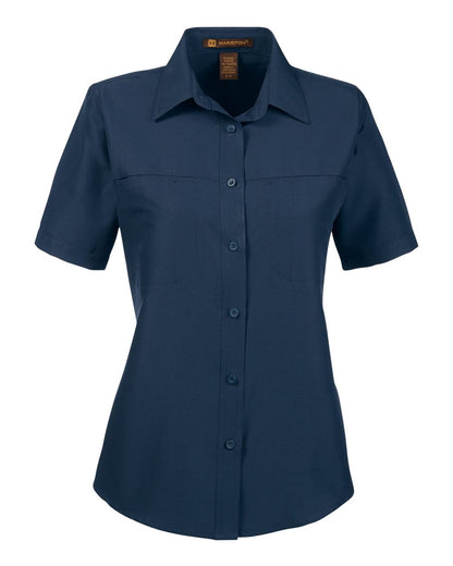 Harriton Women's Key West Short Sleeve Performance Staff Shirt M580W #color_Navy