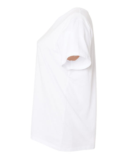 LAT Women's Curvy Collection Fine Jersey V-Neck Tee 3817 #color_Blended White