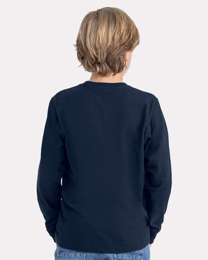 Next Level Youth Cotton Long Sleeve T-Shirt 3311 #colormdl_Midnight Navy