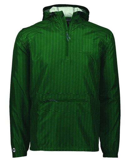 Holloway Men's Range Hooded Packable Quarter-Zip Jacket 229554 #color_Forest