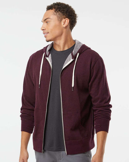 Independent Trading Co. Heathered French Terry Full-Zip Hooded Sweatshirt PRM90HTZ #colormdl_Burgundy Heather