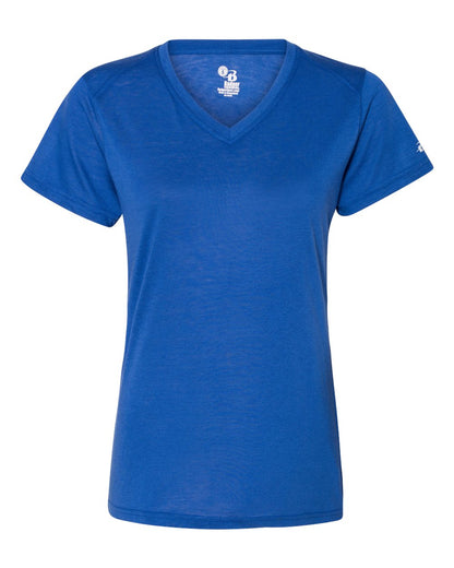 Badger Women’s Triblend Performance V-Neck Short Sleeve T-Shirt 4962 #color_Royal