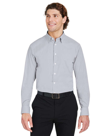 Devon & Jones Men's CrownLux Performance® Microstripe Dress Shirt DG537 #colormdl_Graphite/ White