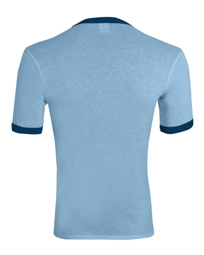 Augusta Sportswear 50/50 Ringer T-Shirt 710 #color_Light Blue/ Navy