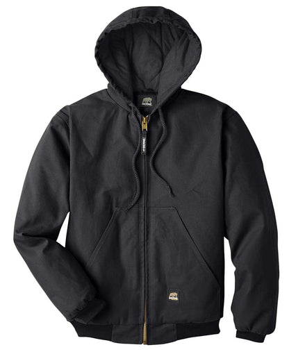 Berne Apparel Men's Tall Highland Washed Cotton Duck Hooded Jacket HJ51T #color_Black