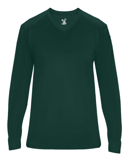 Badger Ultimate SoftLock™ Women's V-Neck Long Sleeve T-Shirt 4064 #color_Forest