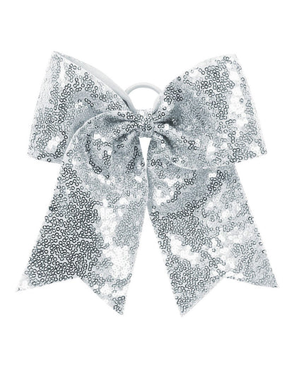 Augusta Sportswear Sequin Cheer Hair Bow 6702 #color_Silver Grey