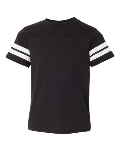 LAT Youth Football Fine Jersey Tee 6137 #color_Black Solid/ White