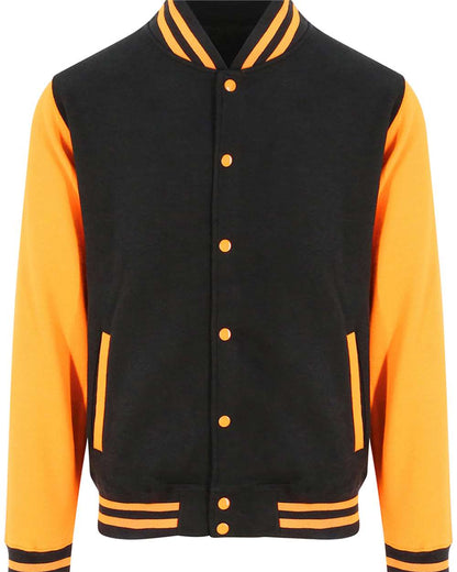 AWDis Unisex Letterman Jacket JHA043 #color_Jet Black/ Orange Crush