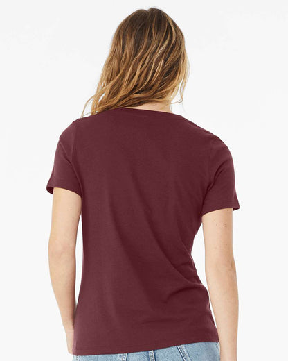 BELLA + CANVAS Women’s Relaxed Jersey V-Neck Tee 6405 #colormdl_Maroon