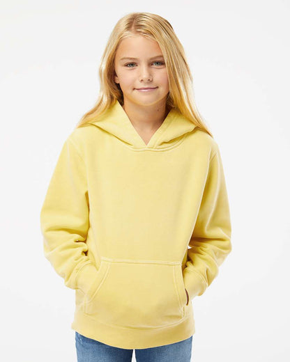 Independent Trading Co. Youth Midweight Pigment-Dyed Hooded Sweatshirt PRM1500Y #colormdl_Pigment Yellow