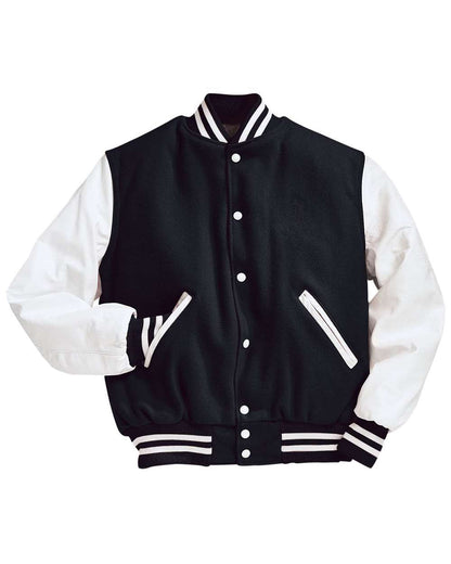 Holloway Men's Varsity Wool Jacket 224183 #color_Black/ White