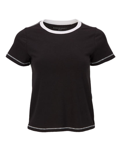 Boxercraft Women's Contrast Stitch Baby Tee BW2106 #color_Black