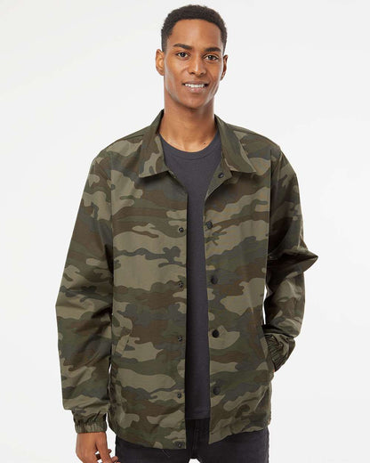 Independent Trading Co. Water-Resistant Windbreaker Coach’s Jacket EXP99CNB #colormdl_Forest Camo