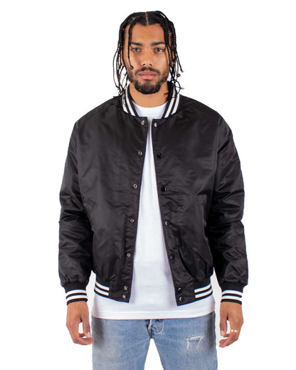 Shaka Wear Men's Varsity Bomber Jacket SHVBJ #colormdl_Black
