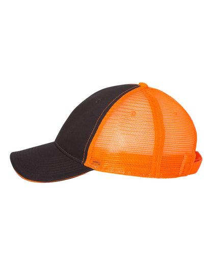 Valucap Sandwich Trucker Cap S102 #color_Charcoal/ Neon Orange