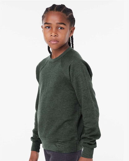 BELLA + CANVAS Youth Sponge Fleece Crewneck Sweatshirt 3901Y #colormdl_Heather Forest