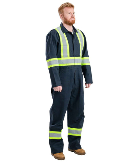 Berne Apparel Men's Safety Striped Unlined Coverall HVC250 #colormdl_Navy