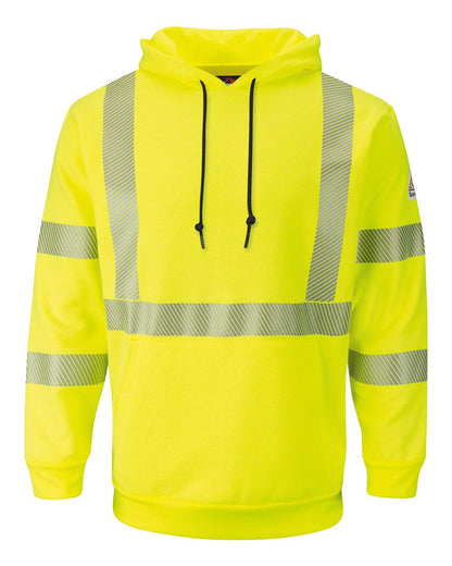 Bulwark Hi-Visibility Pullover Hooded Fleece Sweatshirt - Tall Sizes SMH4T #color_HV-Fluorescent Yellow/ Green