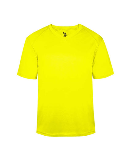 Badger Youth B-Core V-Neck T-Shirt 2162 #color_Safety Yellow