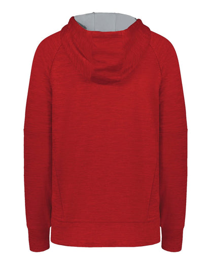 Holloway Women's All-Pro Performance Fleece Hooded Sweatshirt 223780 #color_Scarlet Heather/ Silver
