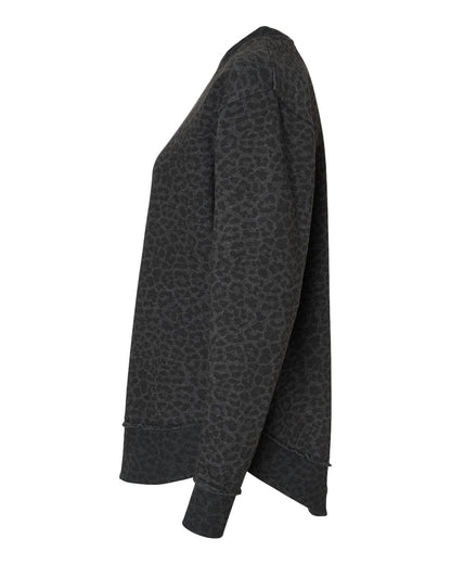 LAT Women's Weekend Fleece Crewneck Sweatshirt 3525 #color_Black Leopard