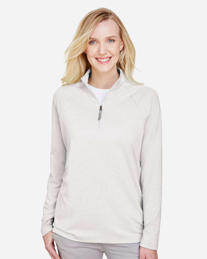 Devon & Jones Women's CrownLux Performance® Clubhouse Micro-Stripe Quarter-Zip Pullover DG480W #colormdl_Silver