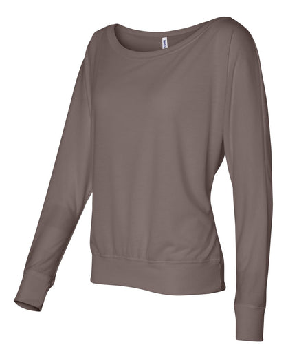 BELLA + CANVAS Women’s Flowy Off Shoulder Long Sleeve Tee 8850 #color_Pebble Brown