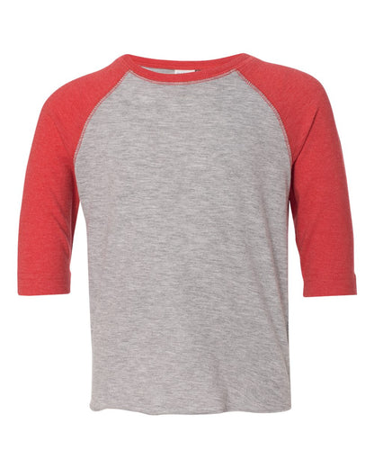 Rabbit Skins Toddler Baseball Fine Jersey Three-Quarter Sleeve Tee 3330 #color_Vintage Heather/ Vintage Red